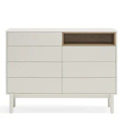 CORVO Commode 7 tiroirs 1 niche en bois L120xH90cm