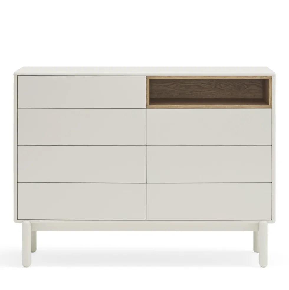 CORVO Commode 7 tiroirs 1 niche en bois L120xH90cm