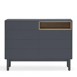 CORVO Commode 7 tiroirs 1 niche en bois L120xH90cm