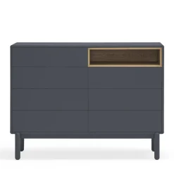CORVO Commode 7 tiroirs 1 niche en bois L120xH90cm