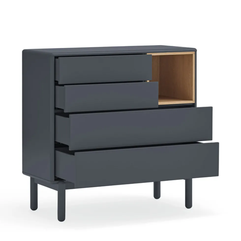 CORVO Commode 4 tiroirs 1 niche en bois L90xH90cm