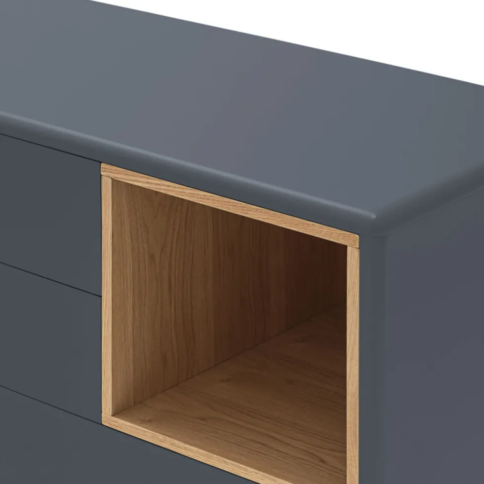 CORVO Commode 4 tiroirs 1 niche en bois L90xH90cm