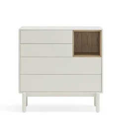 CORVO Commode 4 tiroirs 1 niche en bois L90xH90cm