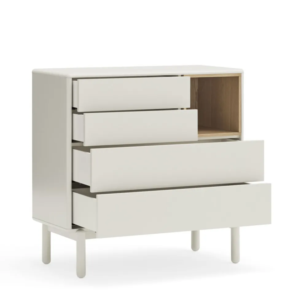 CORVO Commode 4 tiroirs 1 niche en bois L90xH90cm