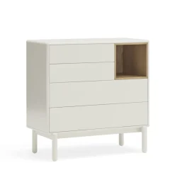 CORVO Commode 4 tiroirs 1 niche en bois L90xH90cm