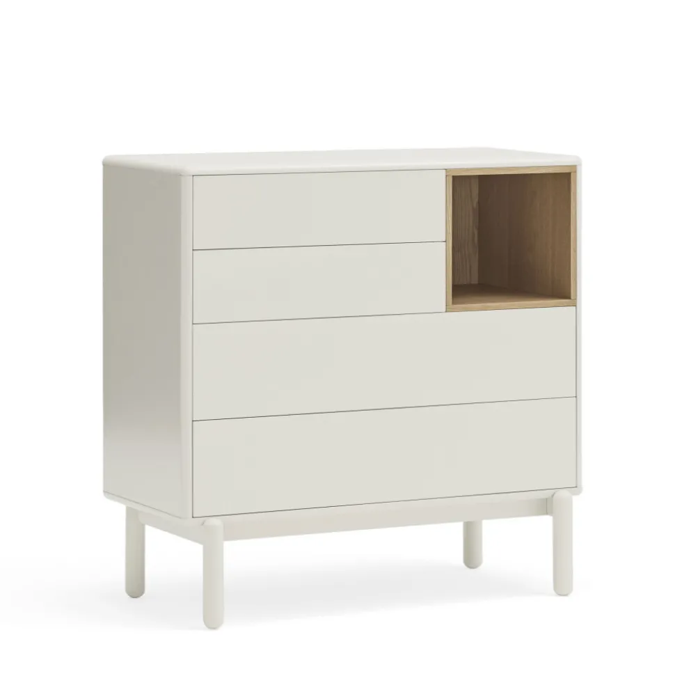 CORVO Commode 4 tiroirs 1 niche en bois L90xH90cm
