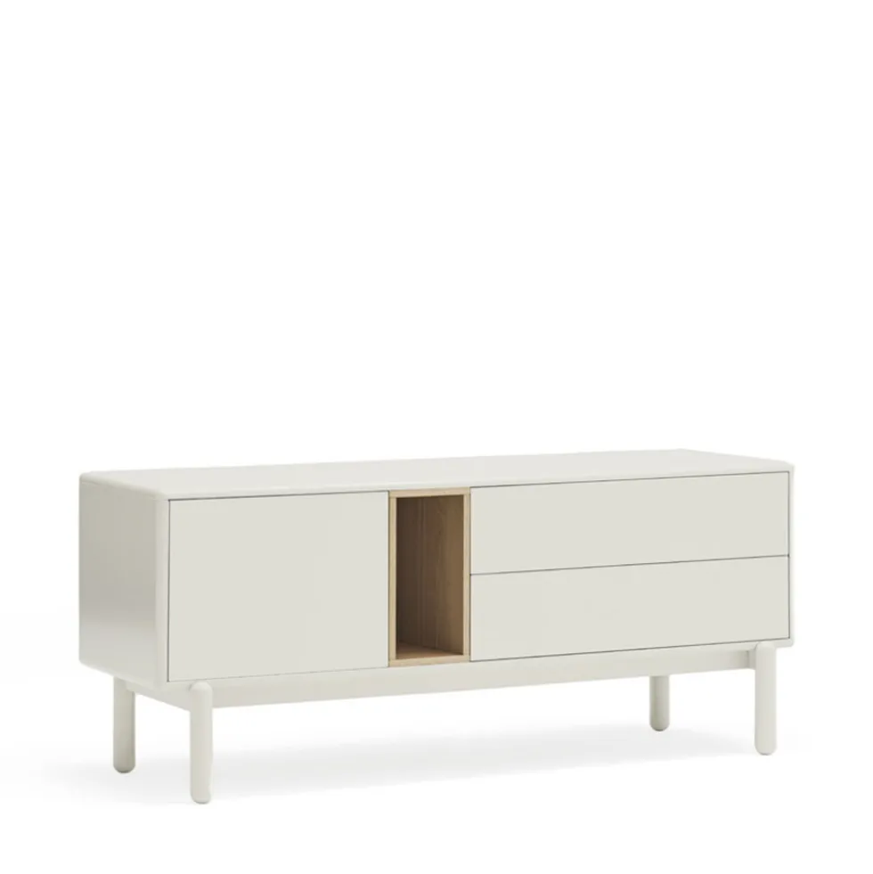 CORVO Meuble tv 1 porte 1 niche et tiroir en bois L140cm