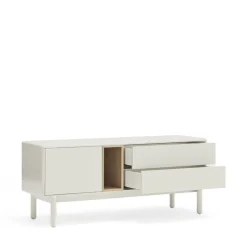 CORVO Meuble tv 1 porte 1 niche et tiroir en bois L140cm