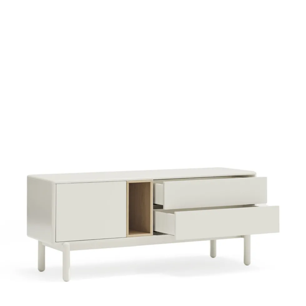 CORVO Meuble tv 1 porte 1 niche et tiroir en bois L140cm