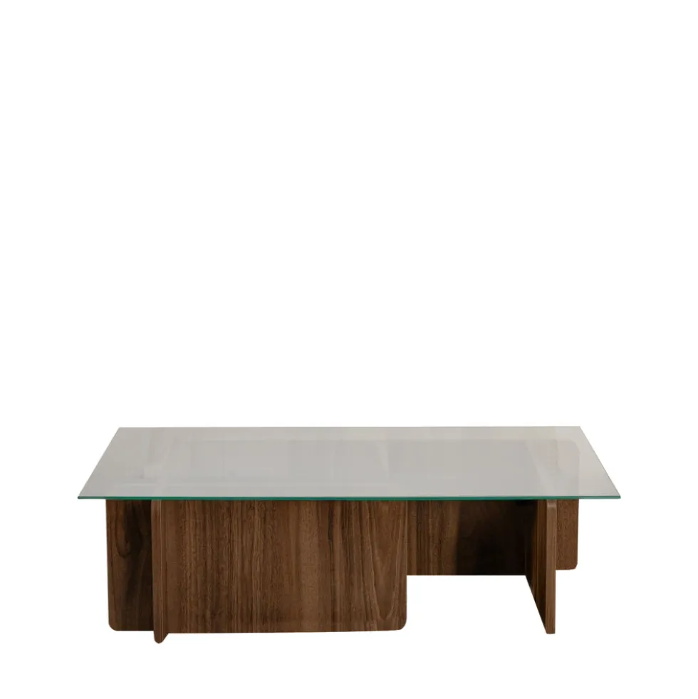 CUBIX Table basse en verre trempé et bois
