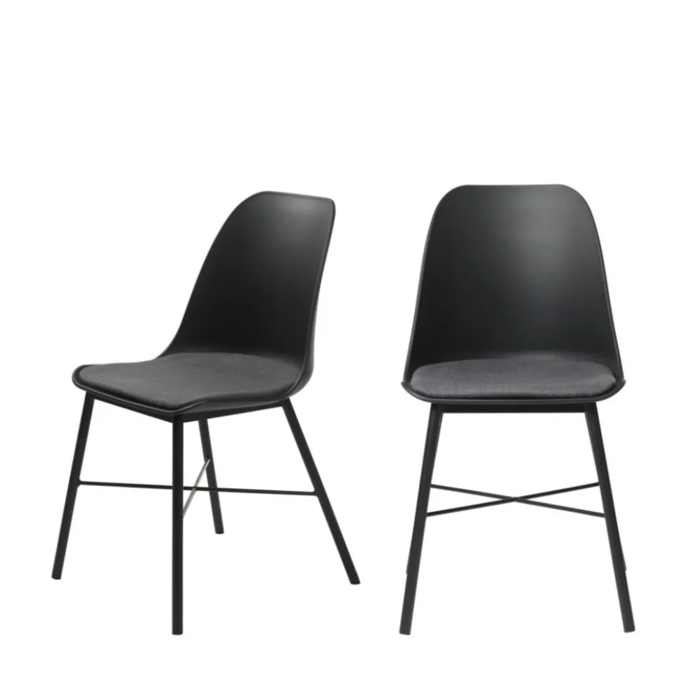 CURVI Lot de 2 chaises en plastique et métal