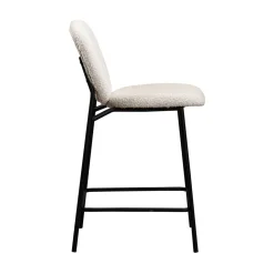 DALBY Lot de 2 tabourets de bar en tissu bouclette et métal H65cm