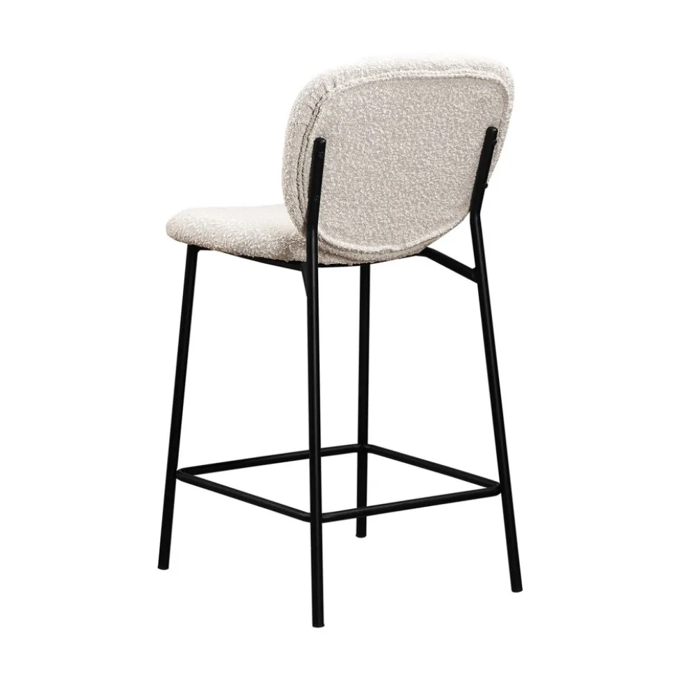 DALBY Lot de 2 tabourets de bar en tissu bouclette et métal H65cm