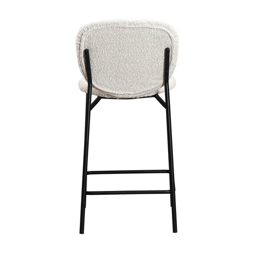 DALBY Lot de 2 tabourets de bar en tissu bouclette et métal H65cm