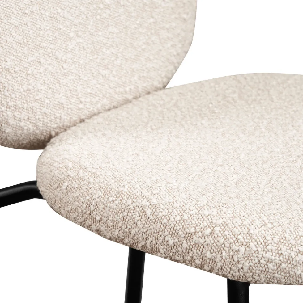 DALBY Lot de 2 tabourets de bar en tissu bouclette et métal H65cm