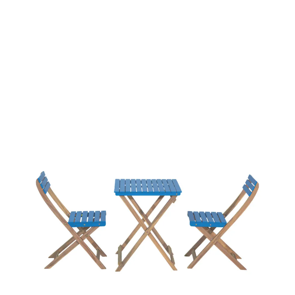 DANA Set bistrot pliant de jardin 2 personnes en bois
