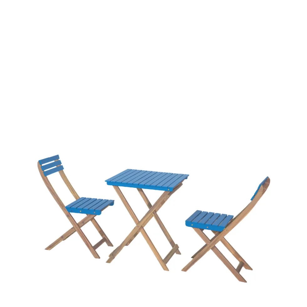 DANA Set bistrot pliant de jardin 2 personnes en bois