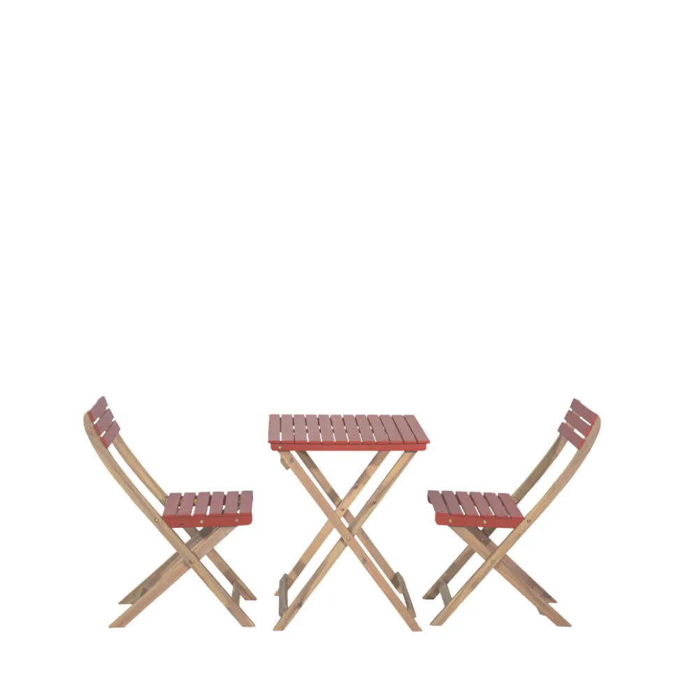DANA Set bistrot pliant de jardin 2 personnes en bois