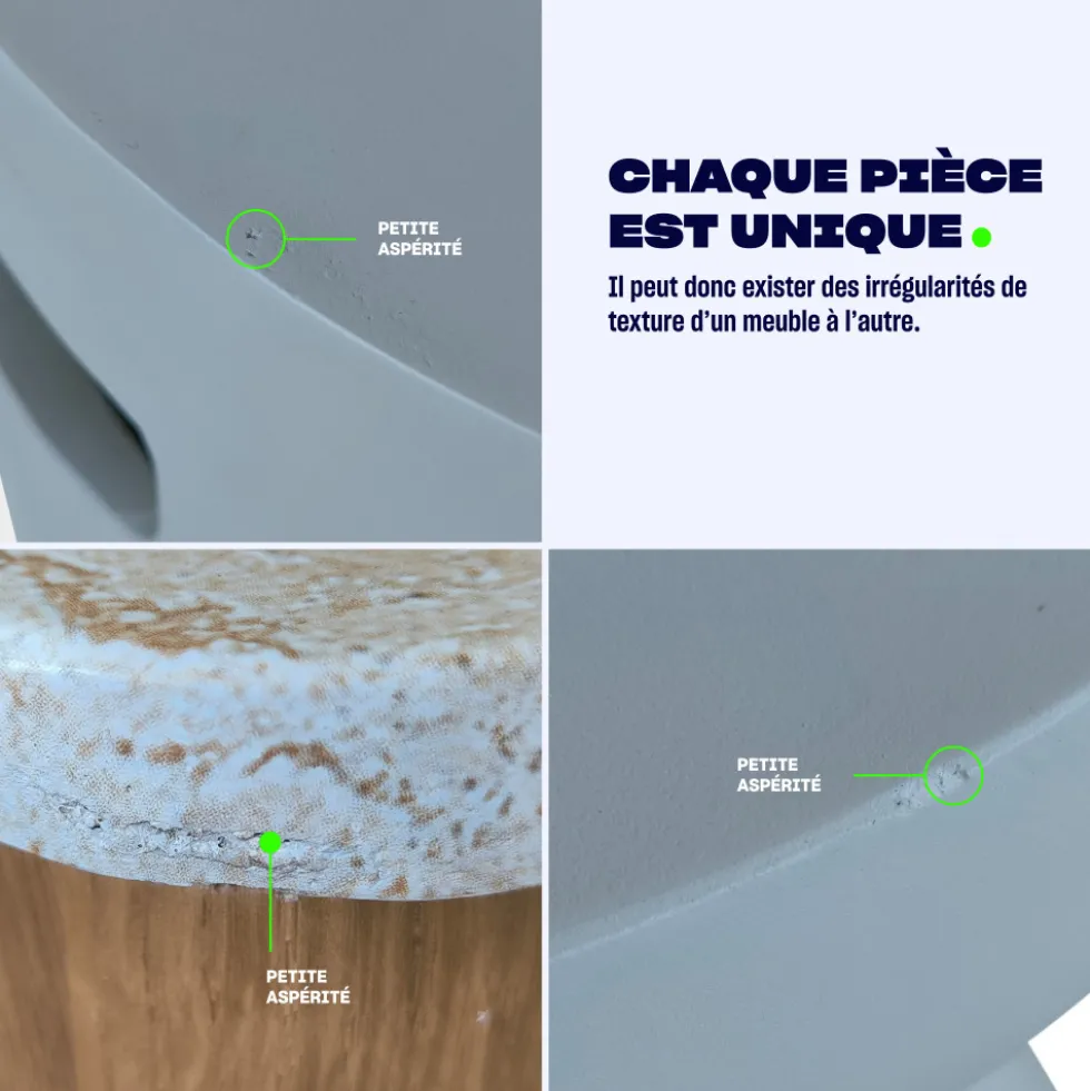 DANLI Table à manger 4 personnes ronde effet travertin