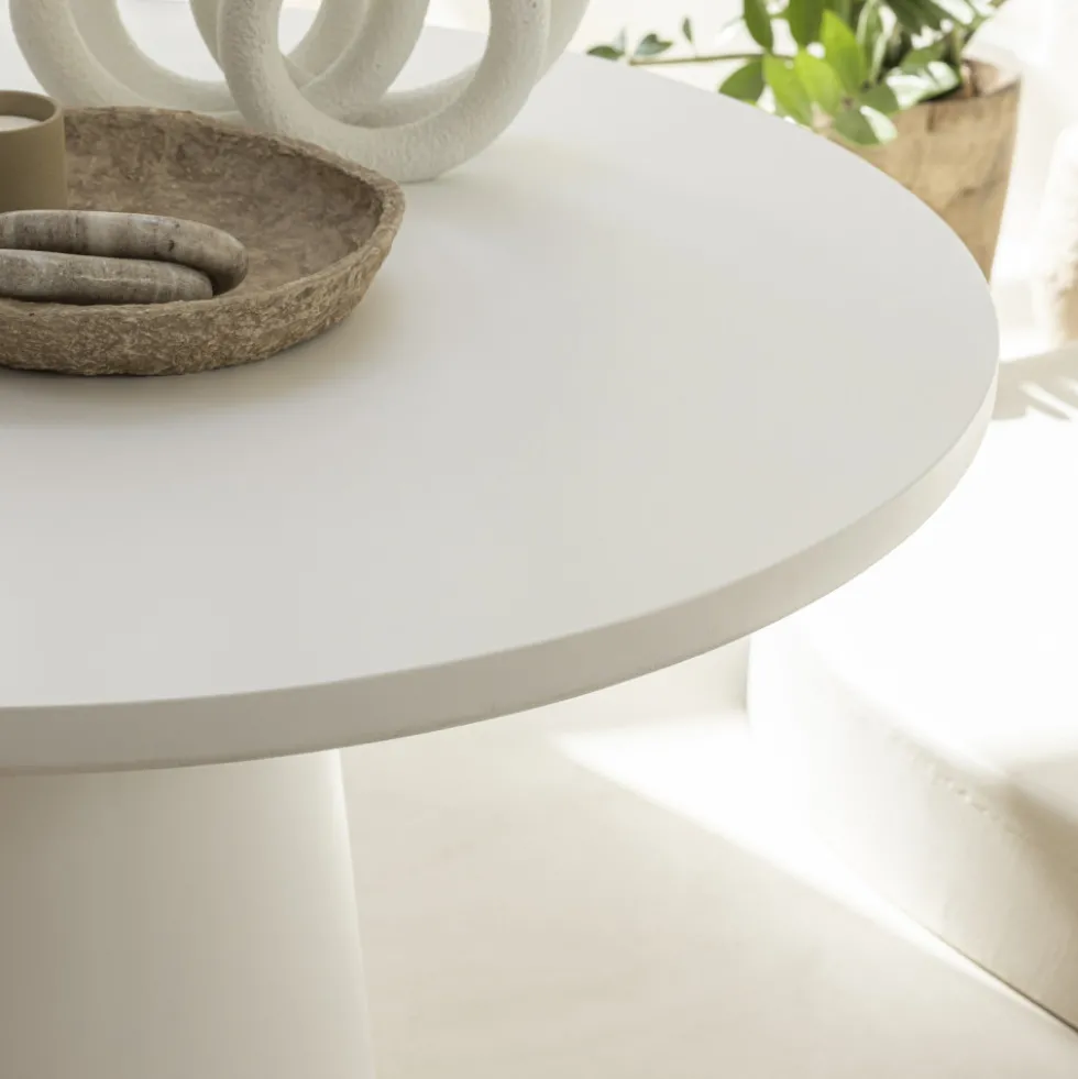 DANLI Table à manger 4 personnes ronde en fibre de ciment