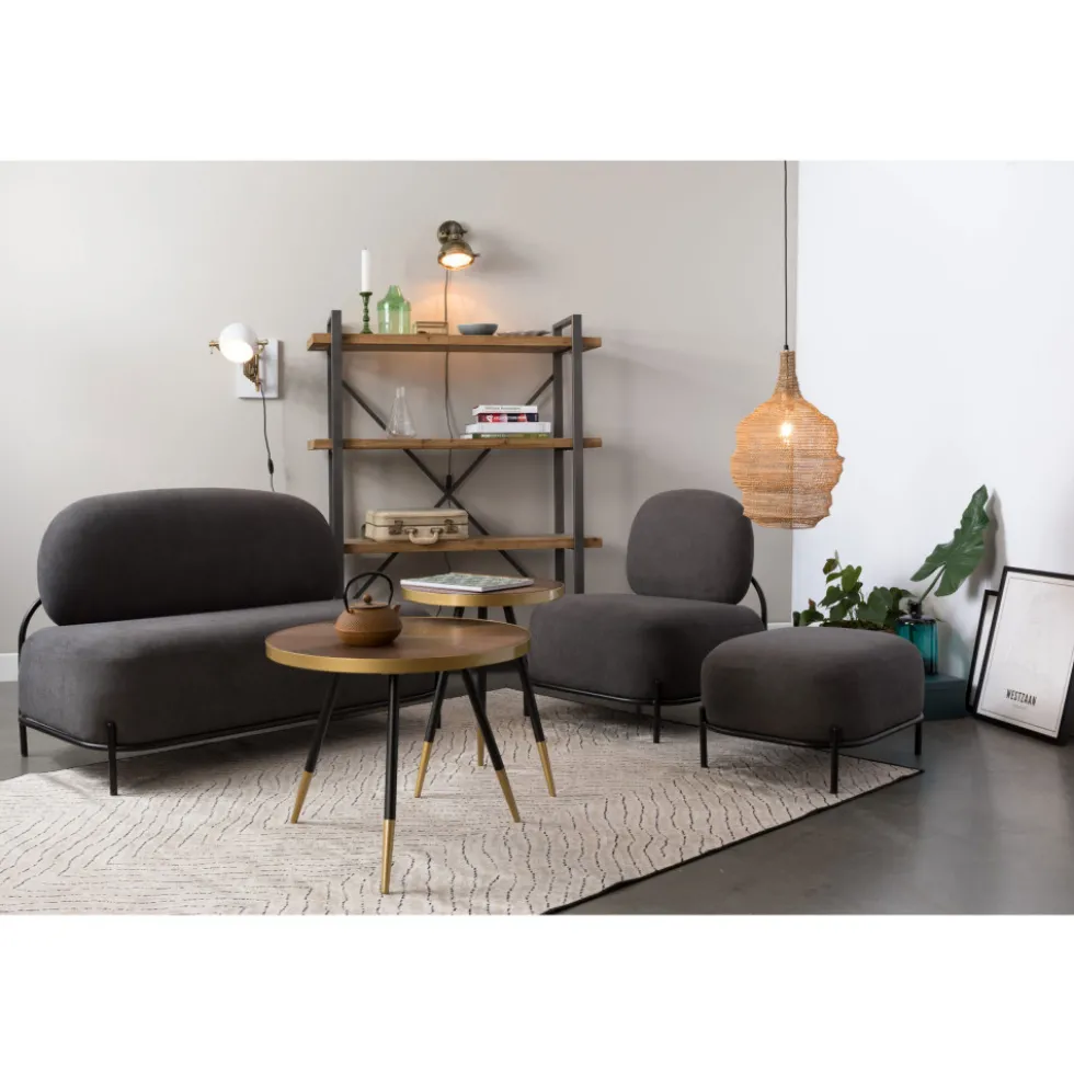 DENISE Table basse ronde en métal et bois ø44cm