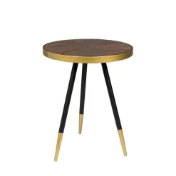 DENISE Table basse ronde en métal et bois ø44cm