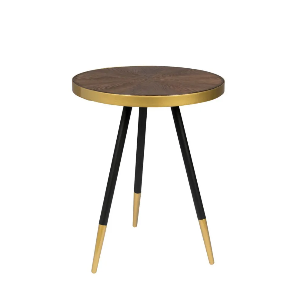 DENISE Table basse ronde en métal et bois ø44cm