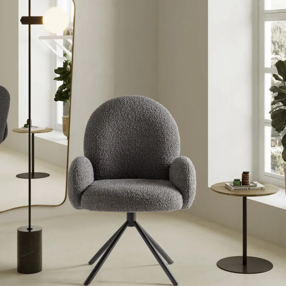 DOURO Chaise de bureau en tissu bouclette et métal
