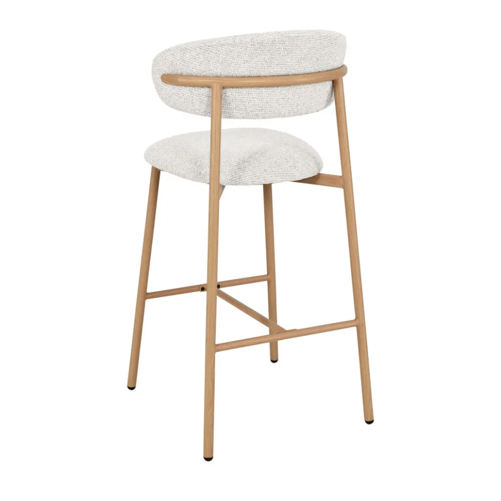 DRACO Lot de 2 chaises de bar en tissu pieds effet bois clair H65cm