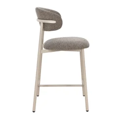 DRACO Lot de 2 chaises de bar en tissu pieds beiges H65cm