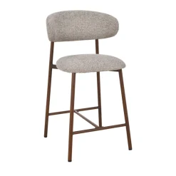 DRACO Lot de 2 chaises de bar en tissu pieds effet bois foncé H65cm