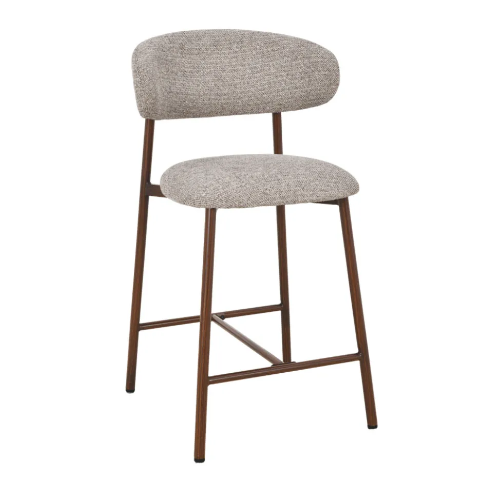 DRACO Lot de 2 chaises de bar en tissu pieds effet bois foncé H65cm