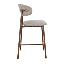 DRACO Lot de 2 chaises de bar en tissu pieds effet bois foncé H65cm