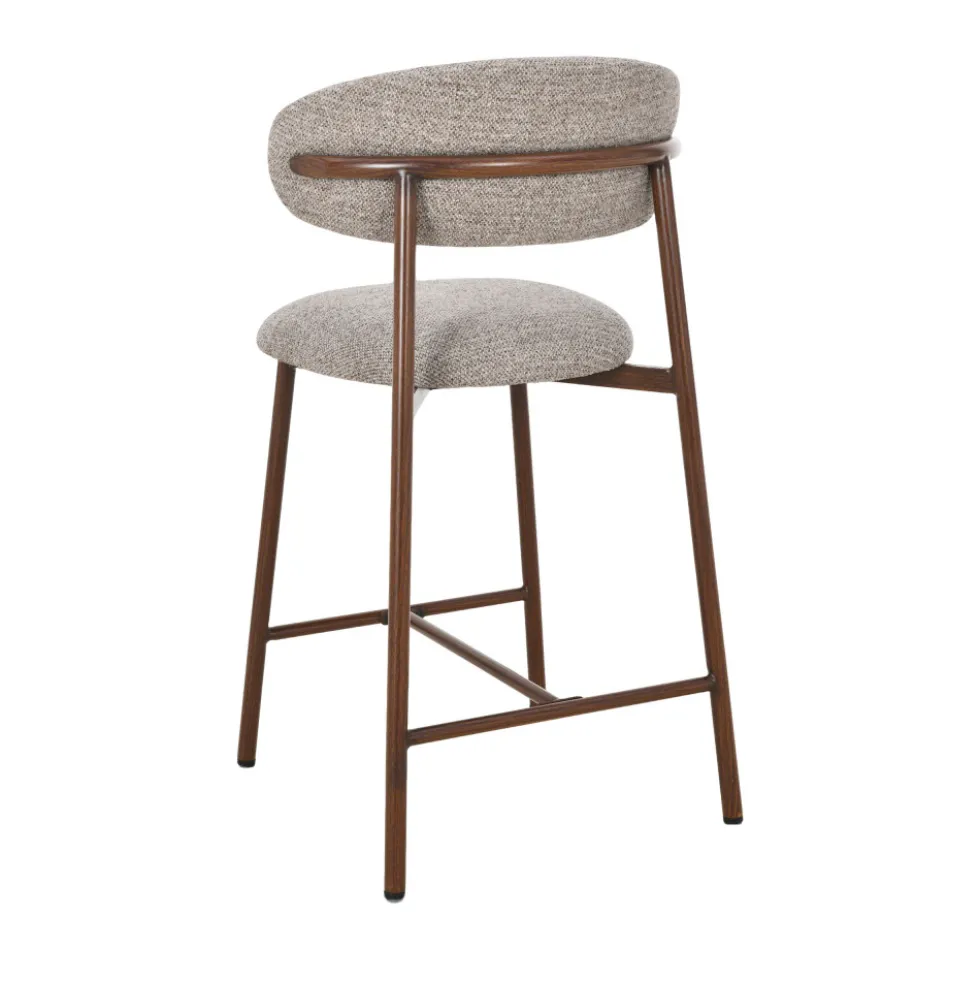 DRACO Lot de 2 chaises de bar en tissu pieds effet bois foncé H65cm