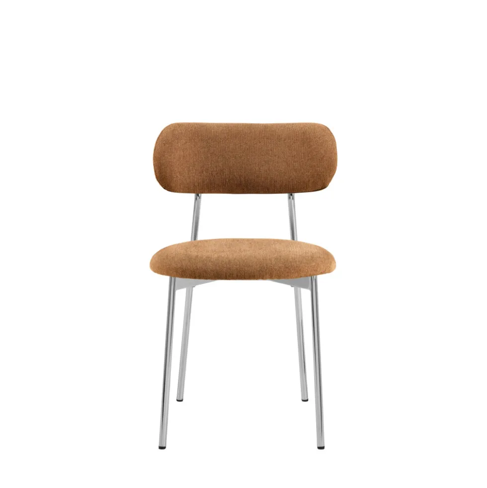 ELLI Lot de 2 chaises en tissu pieds chrome