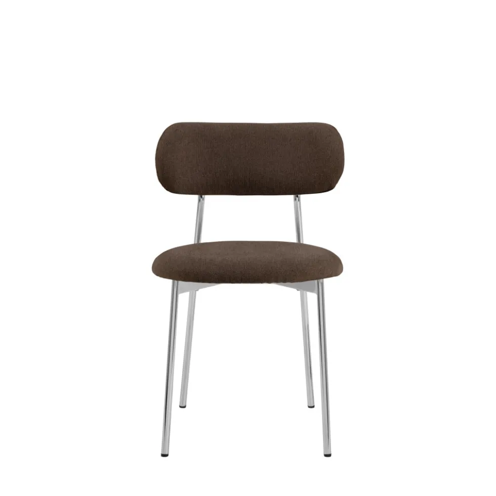 ELLI Lot de 2 chaises en tissu pieds chrome