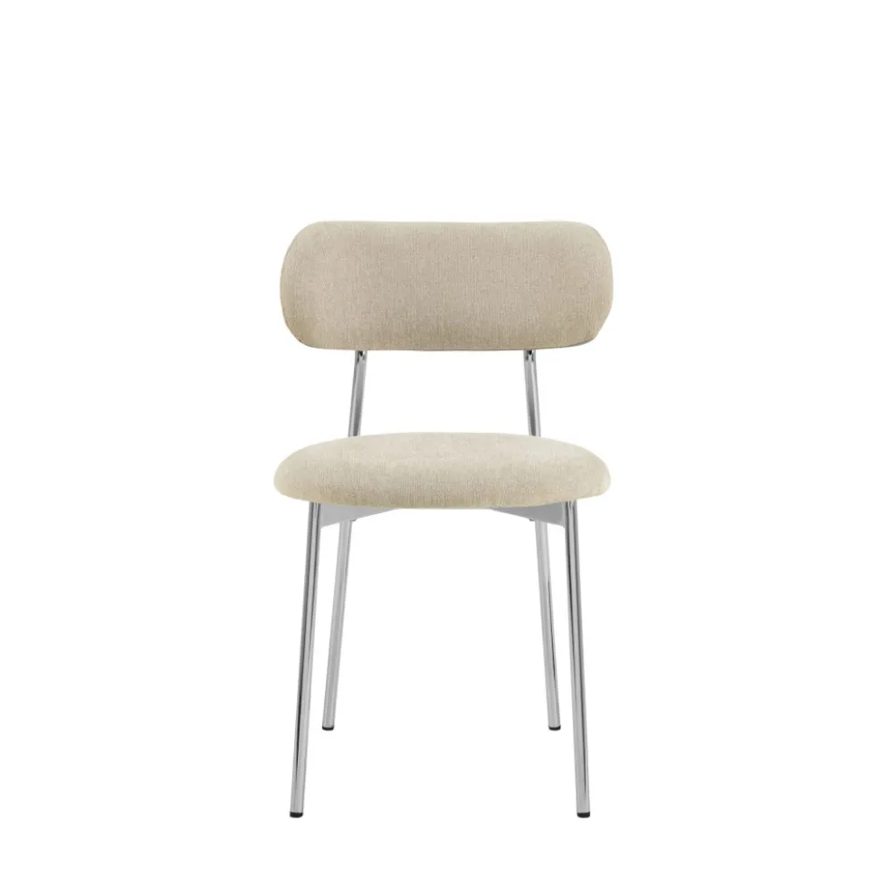 ELLI Lot de 2 chaises en tissu pieds chrome