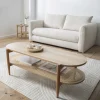 ELLOS Table basse ovale en bois et cannage