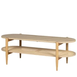 ELLOS Table basse ovale en bois et cannage