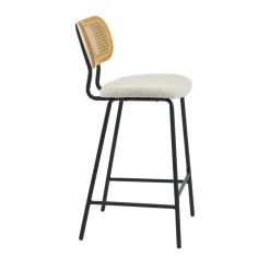 EMA Lot de 2 tabourets de bar en tissu bouclette et métal H66,5cm