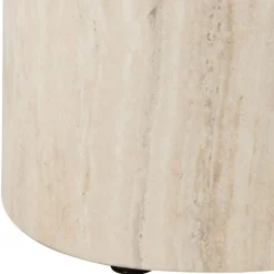 EQUICOLA Lot de 2 tables d'appoint ovales en effet travertin