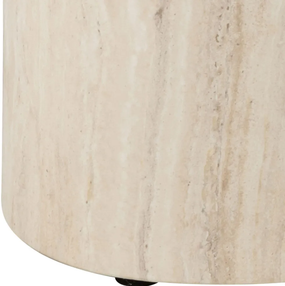 EQUICOLA Lot de 2 tables d'appoint ovales en effet travertin