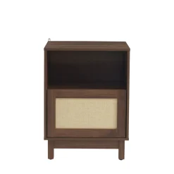 ESTELA Table de chevet 1 porte en bois et cannage