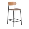 ESTEPONA Lot de 2 tabourets de bar en bois, tissu et métal H66cm
