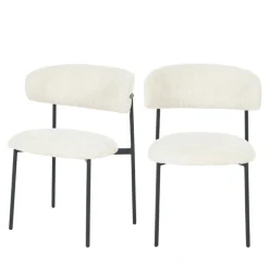 ESTER Lot de 2 chaises en tissu bouclette et métal