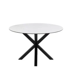 EURAME Table à manger 4 places ronde en céramique et métal
