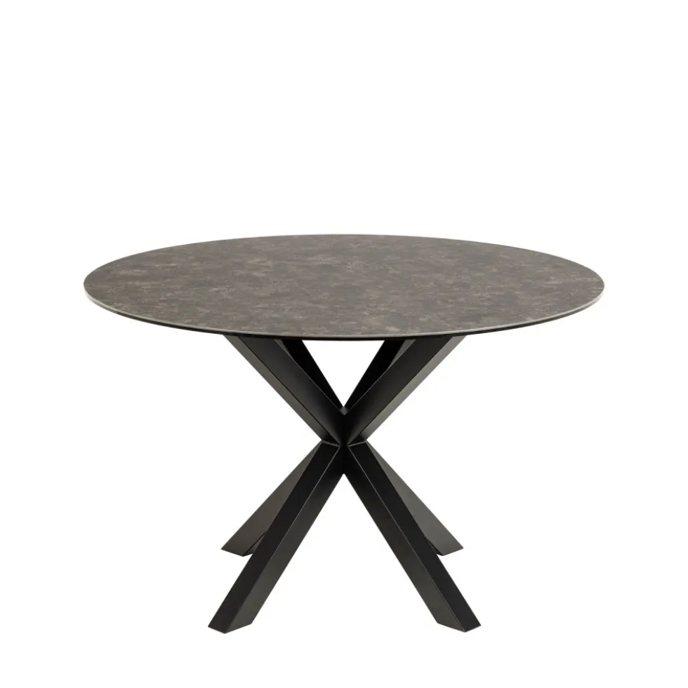 EURAME Table à manger 4 places ronde en céramique et métal