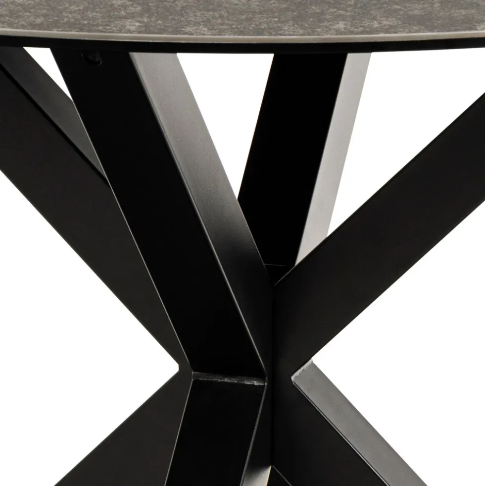 EURAME Table à manger 4 places ronde en céramique et métal