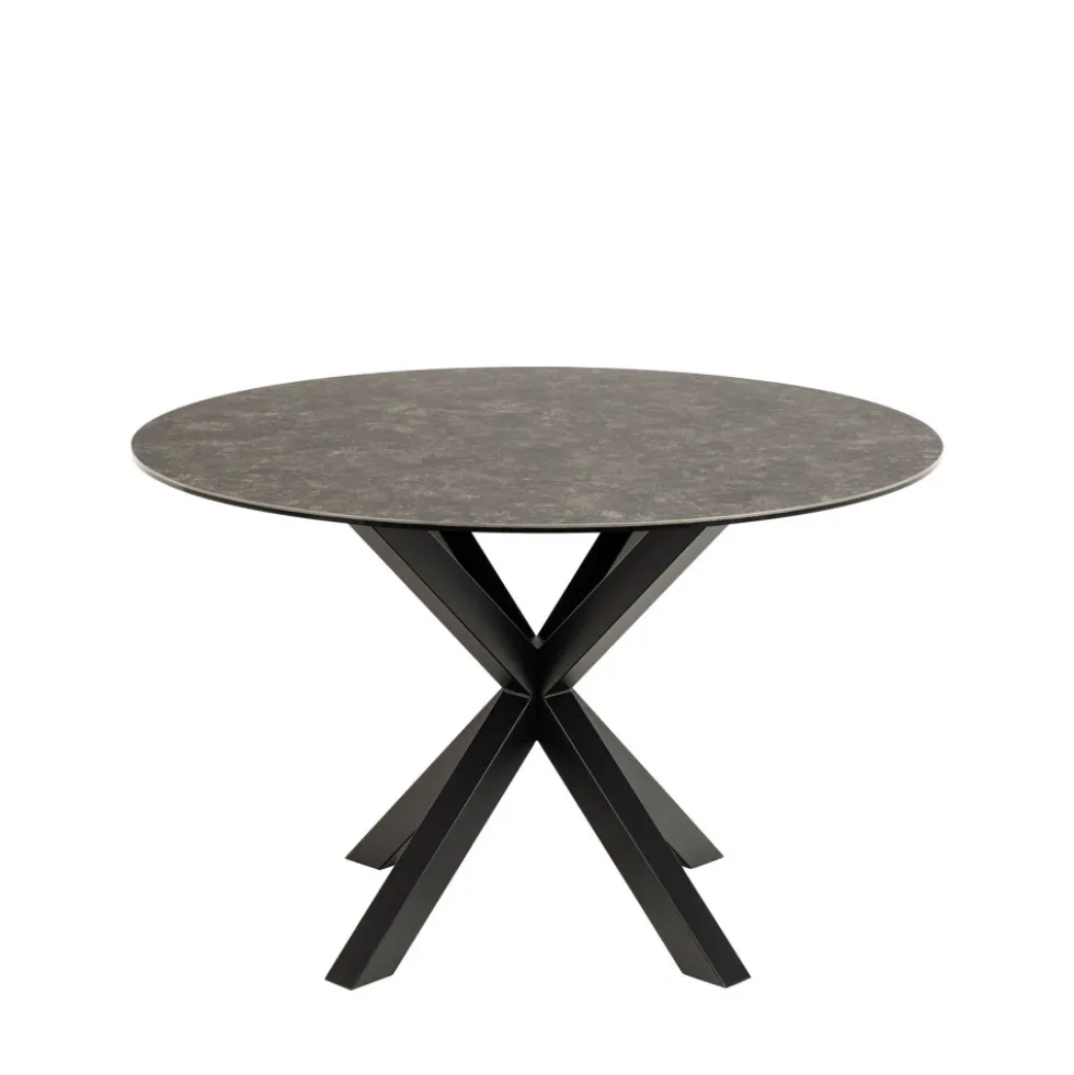 EURAME Table à manger 4 places ronde en céramique et métal