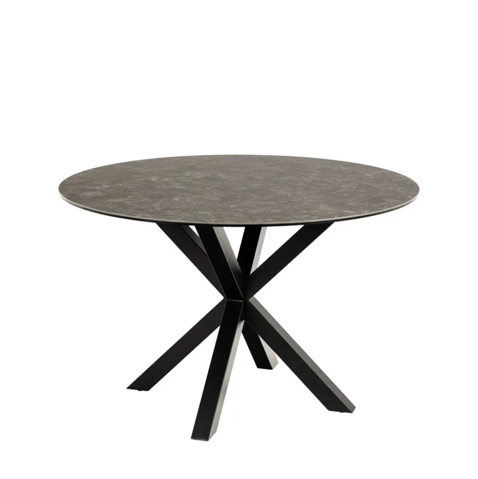 EURAME Table à manger 4 places ronde en céramique et métal